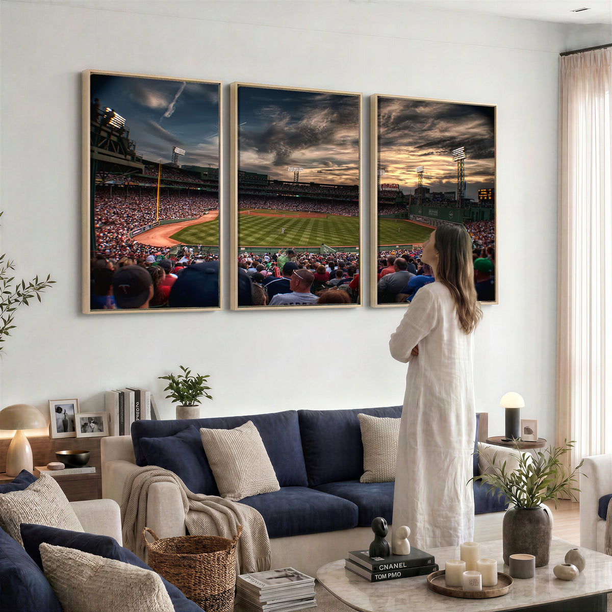 53432-MGV-CV-36X24 - Boston Red Sox Baseball Team Print, Massachusetts Fenway Park Stadium Wall Art Canvas Print