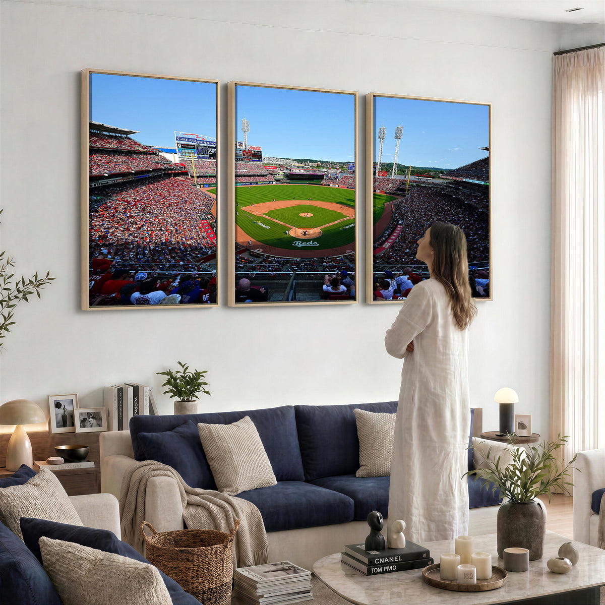 90998-MGV-CV-36X24 - Cincinnati Reds Baseball Canvas Print | Great American Ball Park Stadium Wall Art