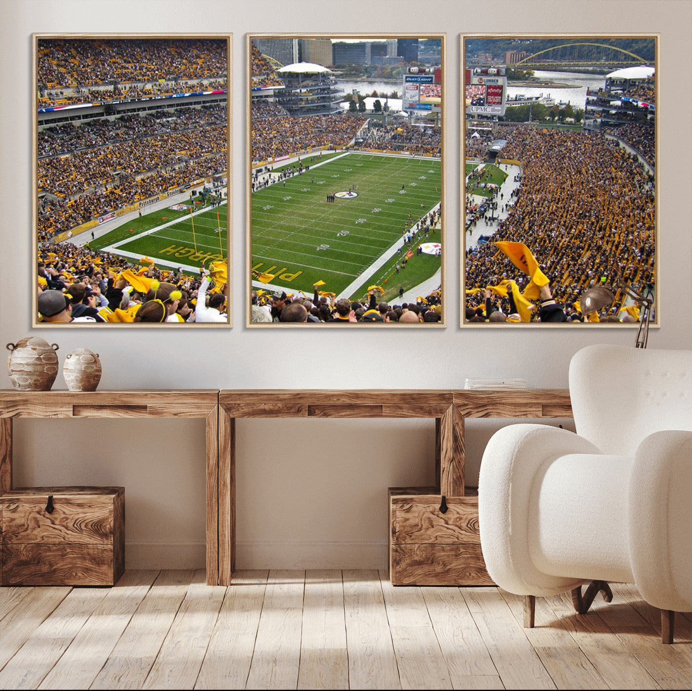 MGV-FC-60X30-3P - Pittsburgh Steelers Football Team Print - Pittsburgh Heinz Field Stadium Wall Art Canvas Print