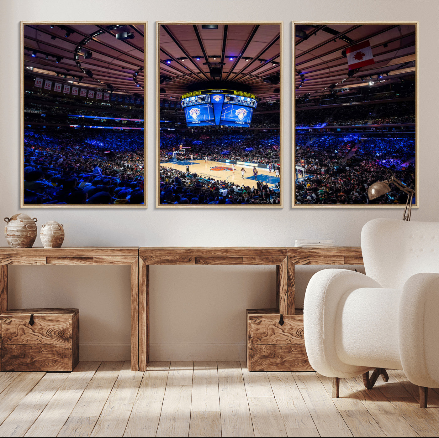 20491-MGV-CV-36X24-Madison Square Garden Basketball Print Canvas- Madison Square Garden Basketball Game Triple Canvas