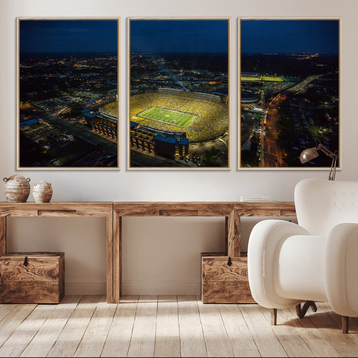 MGV-FC-60X30-3P - Michigan Wolverines Football Team Print - Michigan Stadium Wall Art Canvas Print