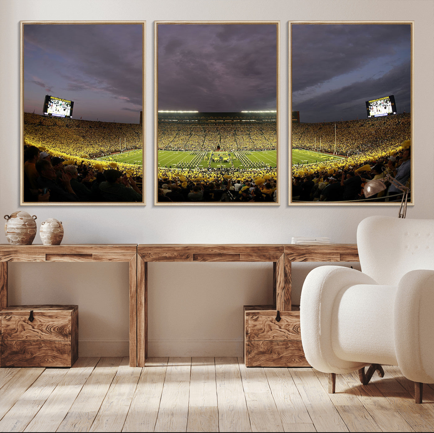 MGV-FC-60X30-3P - Michigan Wolverines Football Team Print - Michigan Stadium Wall Art Canvas Print