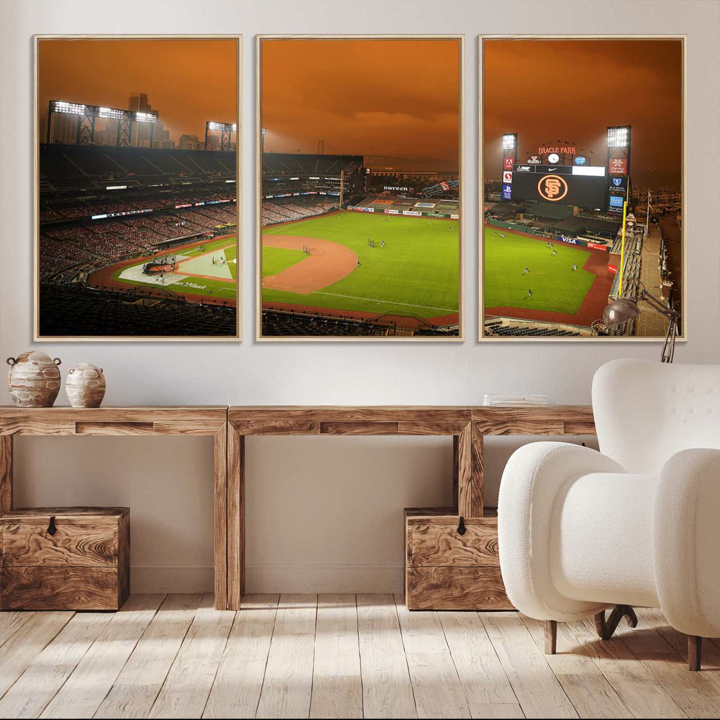 MGV-FC-60X30-3P - San Francisco Giants Baseball Team Print - Oracle Park Stadium Wall Art Canvas Print