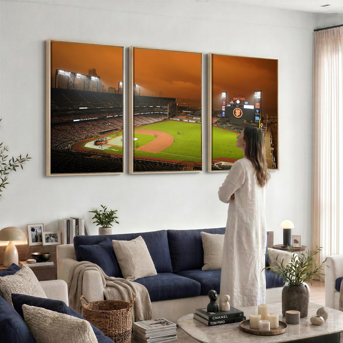 31315-MGV-CV-36X24 - San Francisco Giants Baseball Team Print, Oracle Park Stadium Wall Art Canvas Print