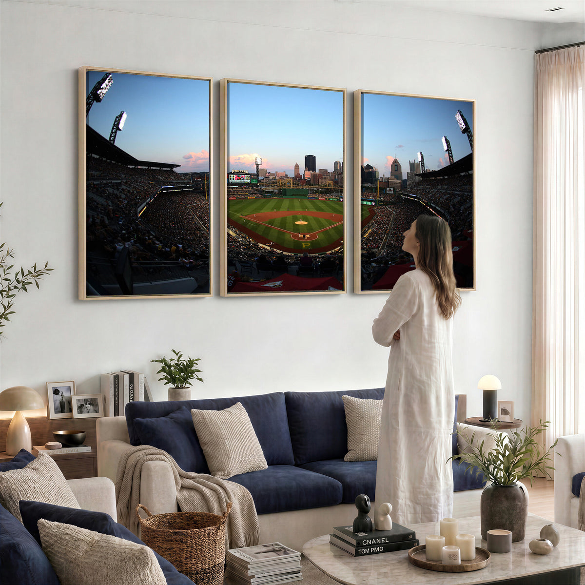 67670-MGV-CV-36X24 - PNC Park Evening Game Triple Canvas Wall Art | Pittsburgh Pirates MLB Stadium