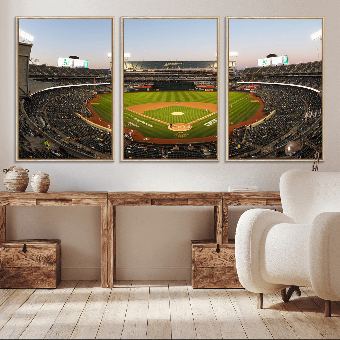45272-MGV-CV-36X24-Oakland Athletics Baseball Team Print - RingCentral Coliseum Stadium Wall Art Canvas Print