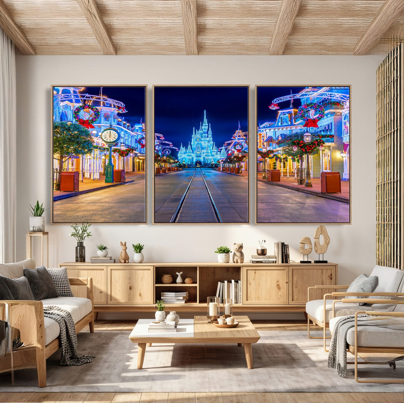 12470-MGV-CV-36X24 - Disney Castle Wall Art – Large Magic Kingdom Canvas Artwork, Fairytale Design, Kids Room Christmas Decor for Home, Office