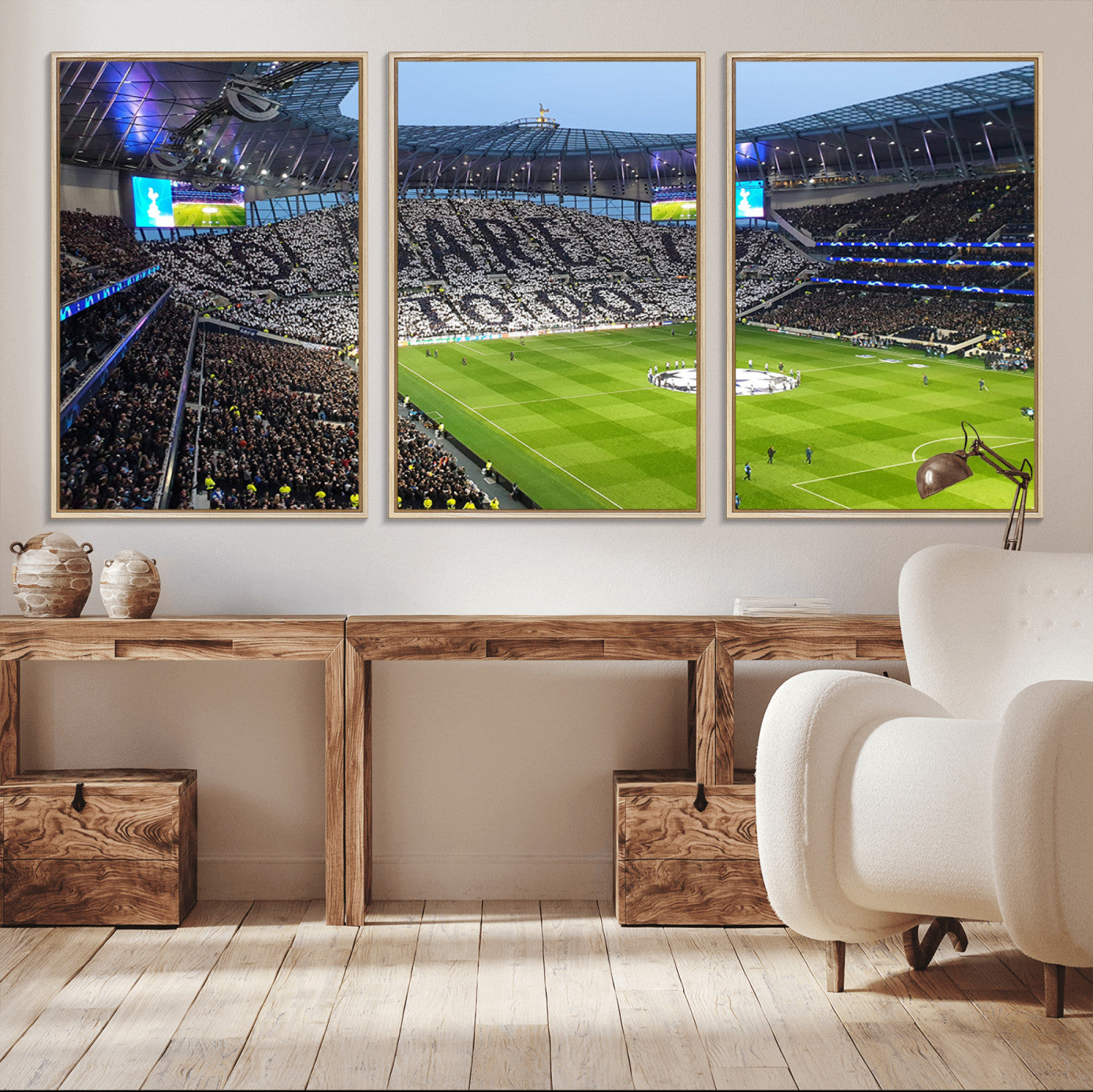 38765-MGV-CV-36X24-Tottenham Hotspur Stadium Canvas Print, Match Day Triple Canvas Wall Art - Premier League Football