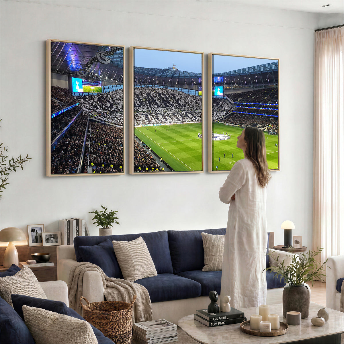 38765-MGV-CV-36X24 - Tottenham Hotspur Stadium Canvas Print, Match Day Triple Canvas Wall Art