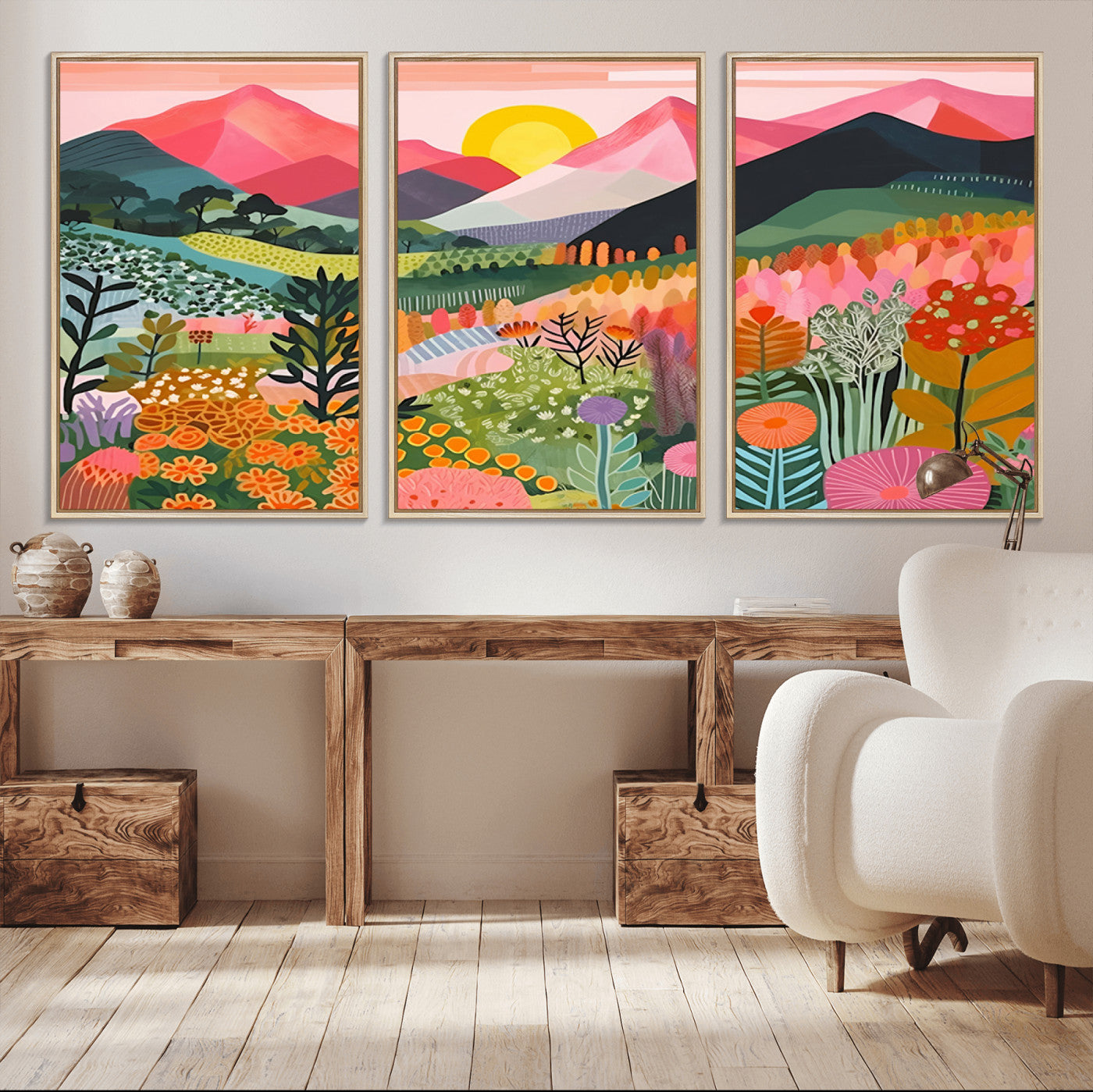 36236-MGV-FC-60X30-3P_Natural-Yayoi Kusama 1986 Wall Art Print – Yayoi Kusama Wabi Sabi Japanese Wall Art Print - Vibrant Abstract