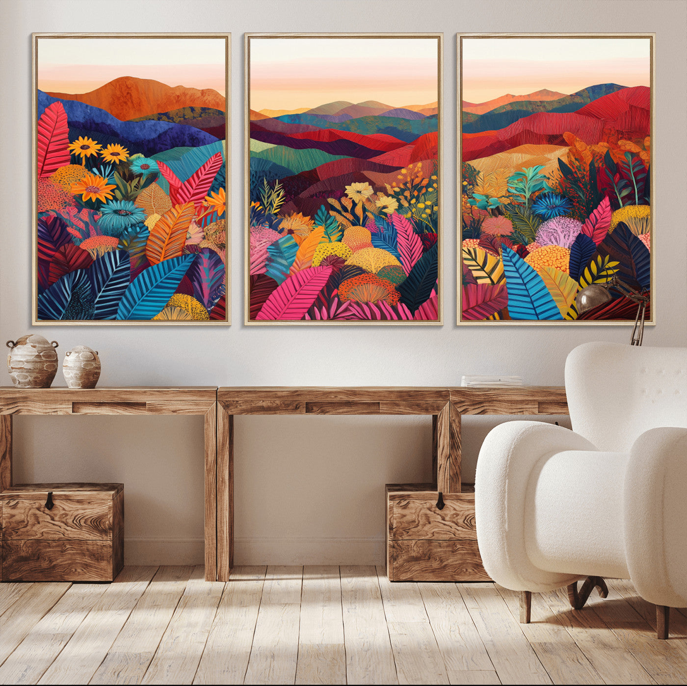 MGV-FC-60X30-3P - YAYOI KUSAMA Abstract Print - Landscape Canvas Wall Art Print - Vibrant Modern Decor for Living