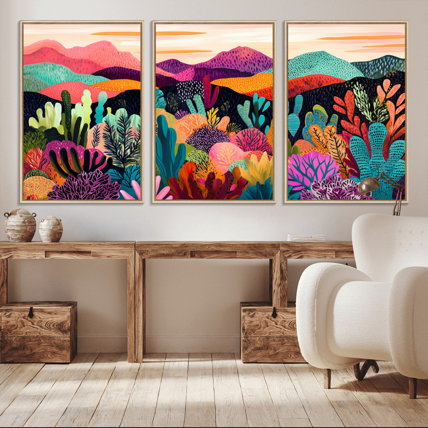 MGV-FC-60X30-3P - Abstract Kusama Print - Landscape Canvas Wall Art Print - Vibrant Modern Decor for Living Room,