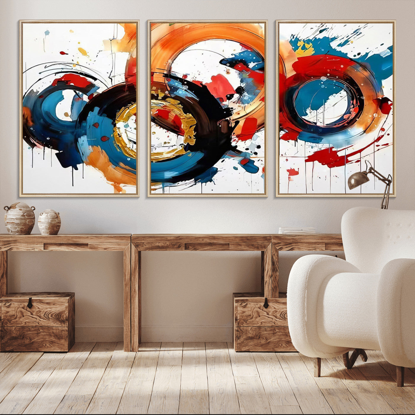 MGV-FC-60X30-3P - Abstract Wall Art, Rings Wall Art Canvas Print