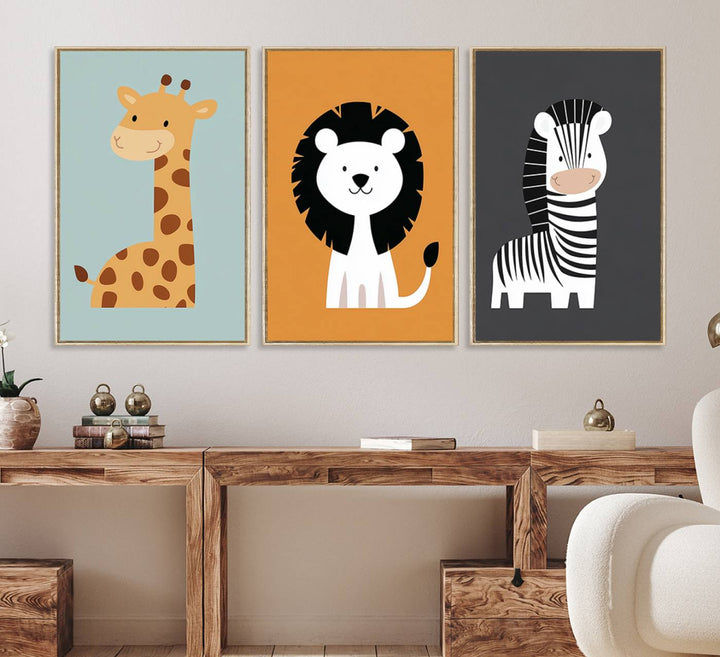 Boho Jungle Animal Nursery Wall Art Prints - Safari Decor in Earth Tones for Modern and Stylish Nursery Spaces