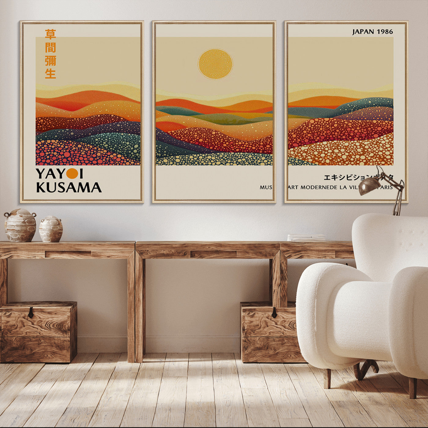 MGV-FC-60X30-3P - Yayoi Kusama Art Print Wall Decor – Yayoi Kusama Wabi Sabi Japanese Wall Art Print - Vibrant