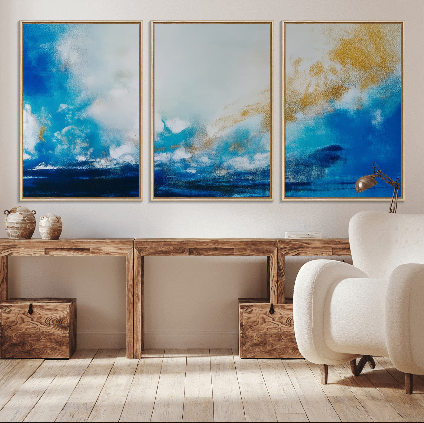 MGV-FC-60X30-3P - Blue Abstract Print - Dynamic Ocean-Inspired Canvas Wall Art