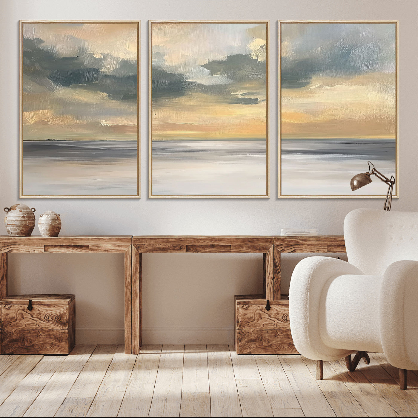 MGV-FC-60X30-3P - Modern Coastal Artwork with Vibrant Abstract Ocean Waves Wall Art Canvas Print for Contemporary