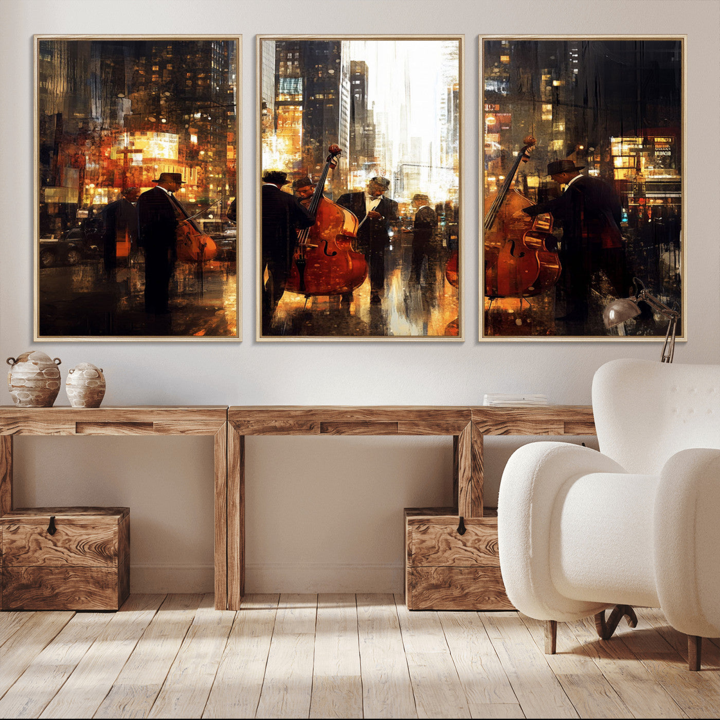 MGV-FC-60X30-3P - Abstract Jazz Art Wall Art Canvas Print - Framed Abstract Music Canvas - Colorful Instrument Poster