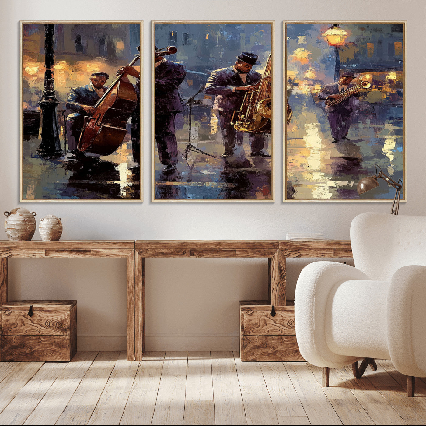 79232-MGV-CV-36X24-Afro Abstract Jazz Music Canvas Print - African American Wall Art - Colorful Framed Afro Abstract