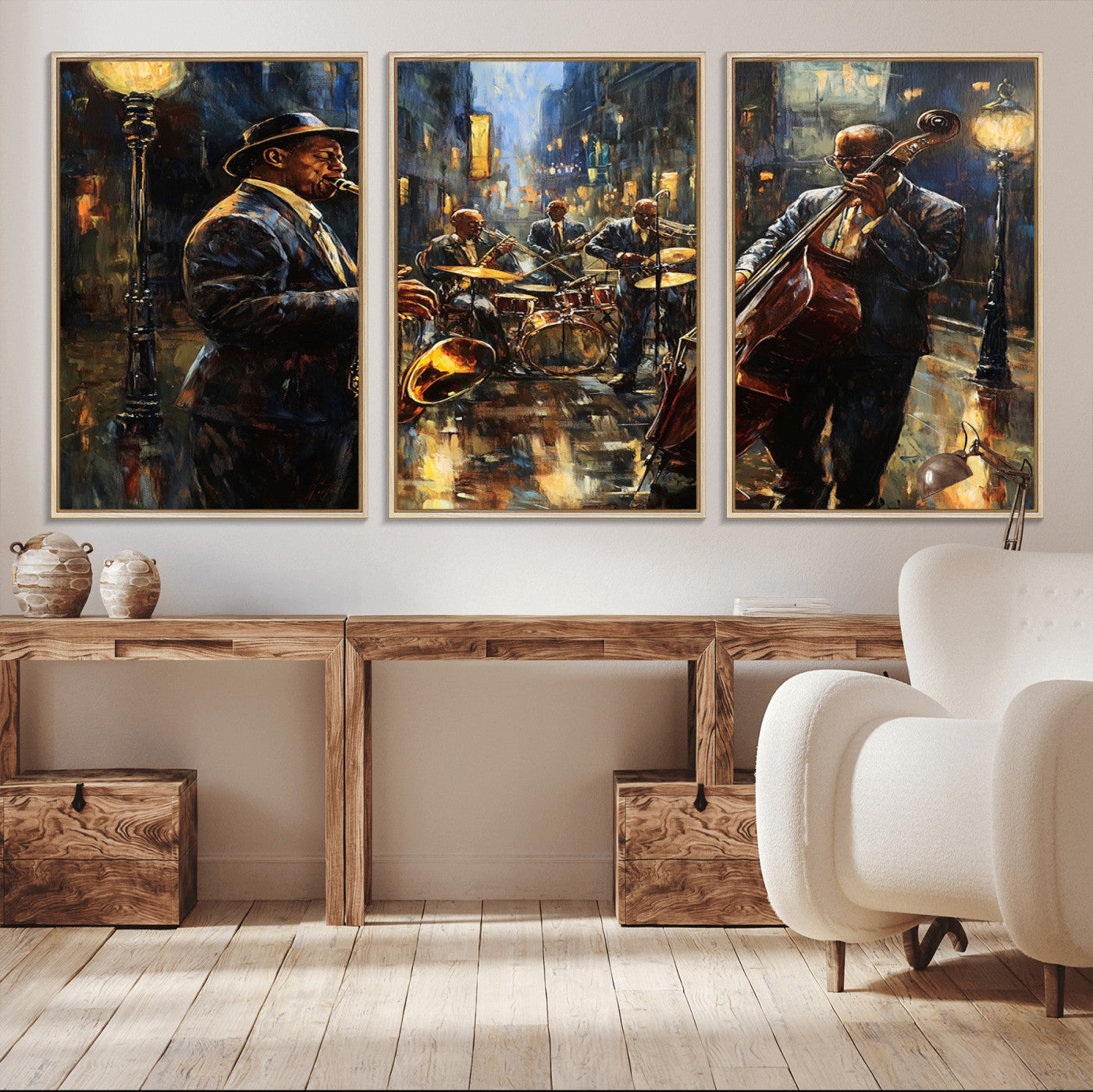 36990-MGV-CV-36X24-Jazz Canvas Wall Art Print - Abstract African American Music Art - Framed Posters for Living Room or