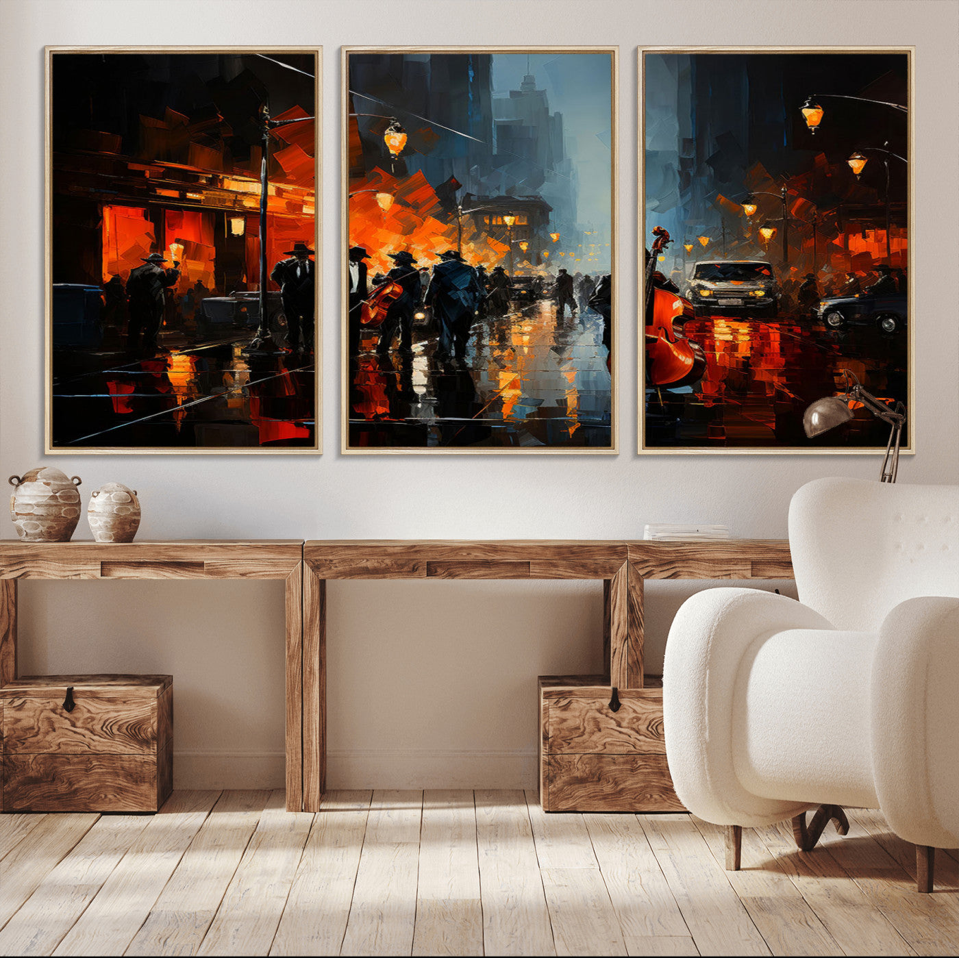MGV-FC-60X30-3P - Winston Porter Jazz Wall Art - African American Music Canvas - Abstract Colorful Music Art - Framed