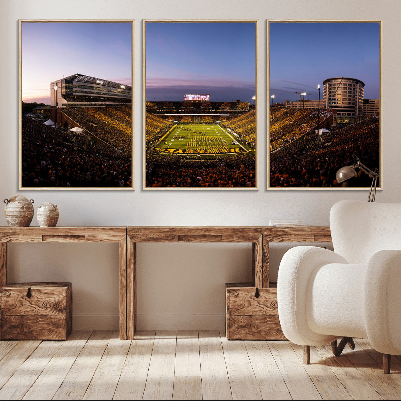 82557-MGV-CV-36X24-Iowa Hawkeyes Kinnick Stadium Wall Art Canvas Print, Framed Iowa Hawkeyes Kinnick Stadium Canvas