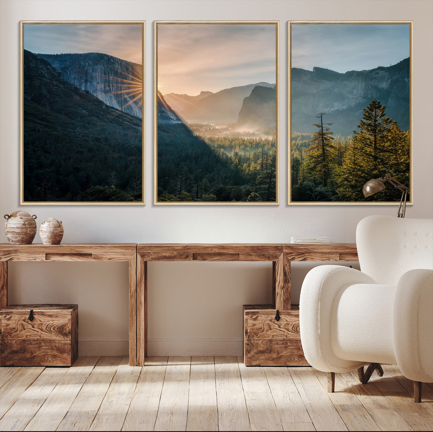 51605481-MGV-CV-36X24-Yosemite Valley Wall Art Canvas Print – Framed Mountain Landscape National Park Scenic Nature Artwork for Home Office