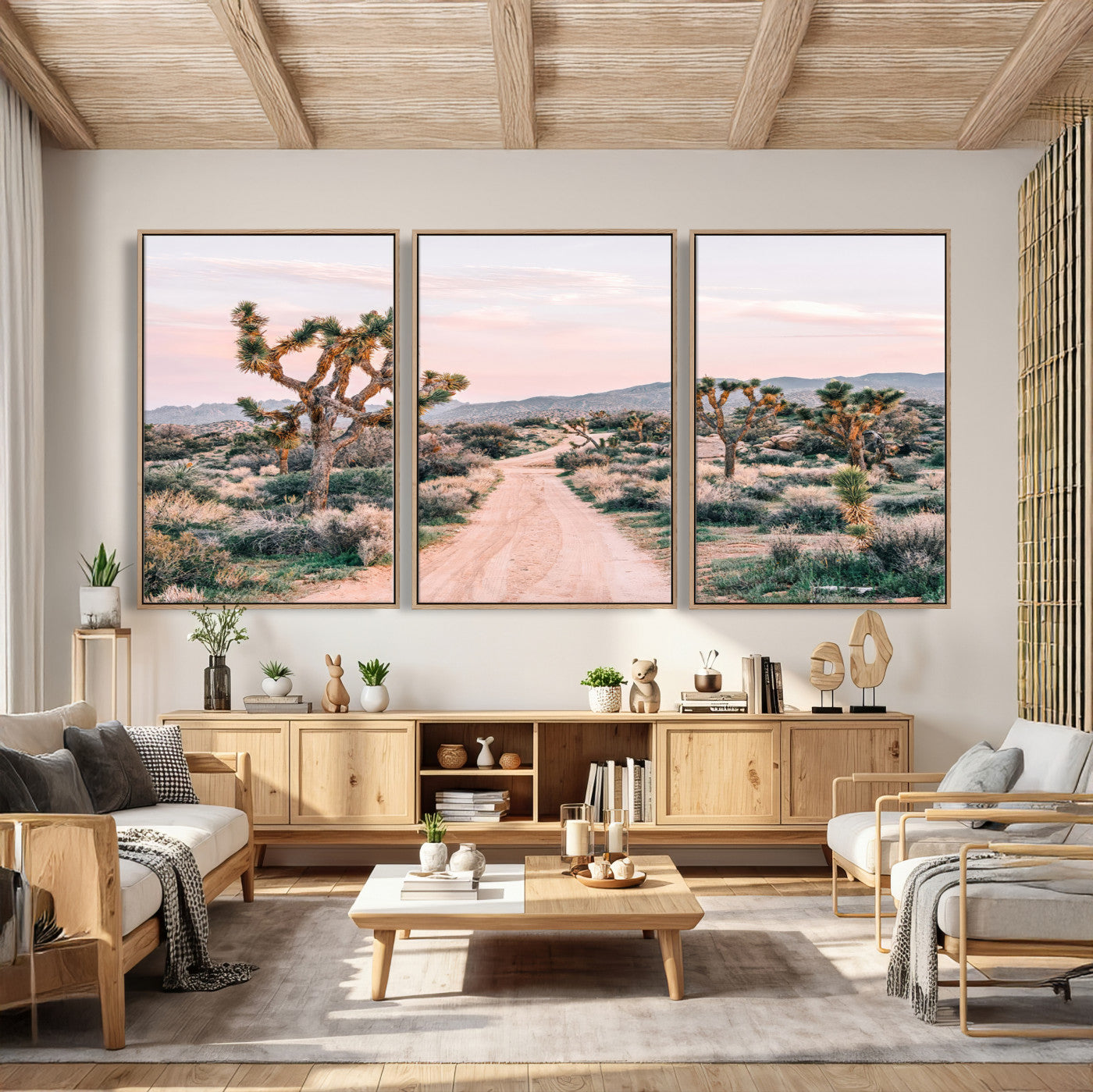 12540952-MGV-CV-36X24 - Desert Trail Wall Art – Canvas Print of Joshua Trees & Sunset Glow, Sandy Path Wilderness, Scenic Nature Escape Decor for Living Room, Office or Bedroom