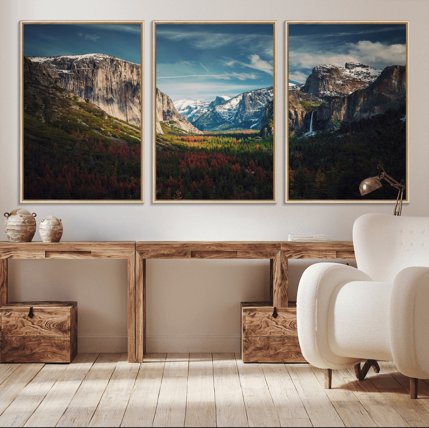 15244033-MGV-CV-36X24-Yosemite National Park Wall Art Canvas Print – Framed Mountain Landscape El Capitan Rustic Nature Artwork for Home, Office