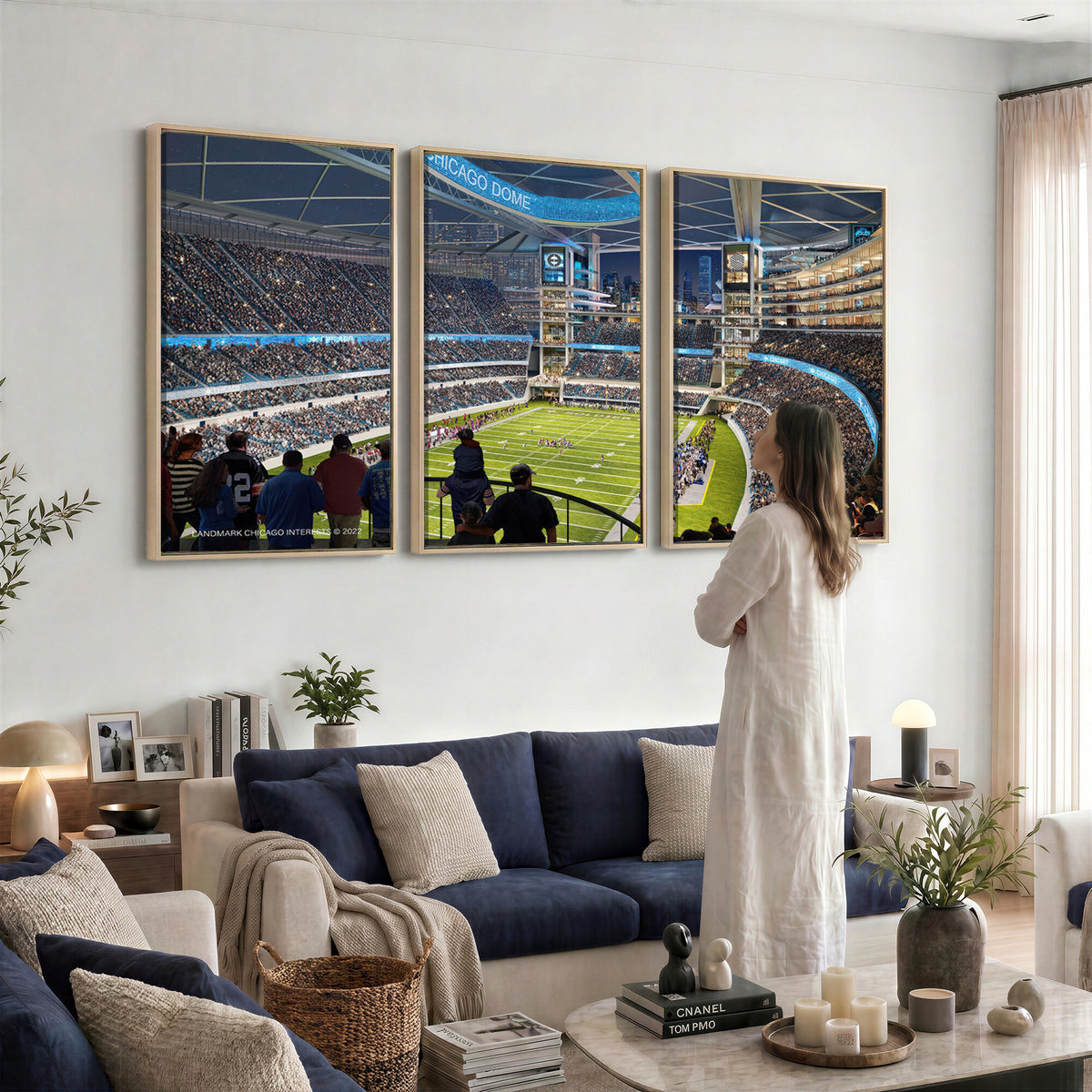 41816511-MGV-CV-36X24 - Chicago Dome Stadium Wall Art Canvas Print, Framed Modern Decor
