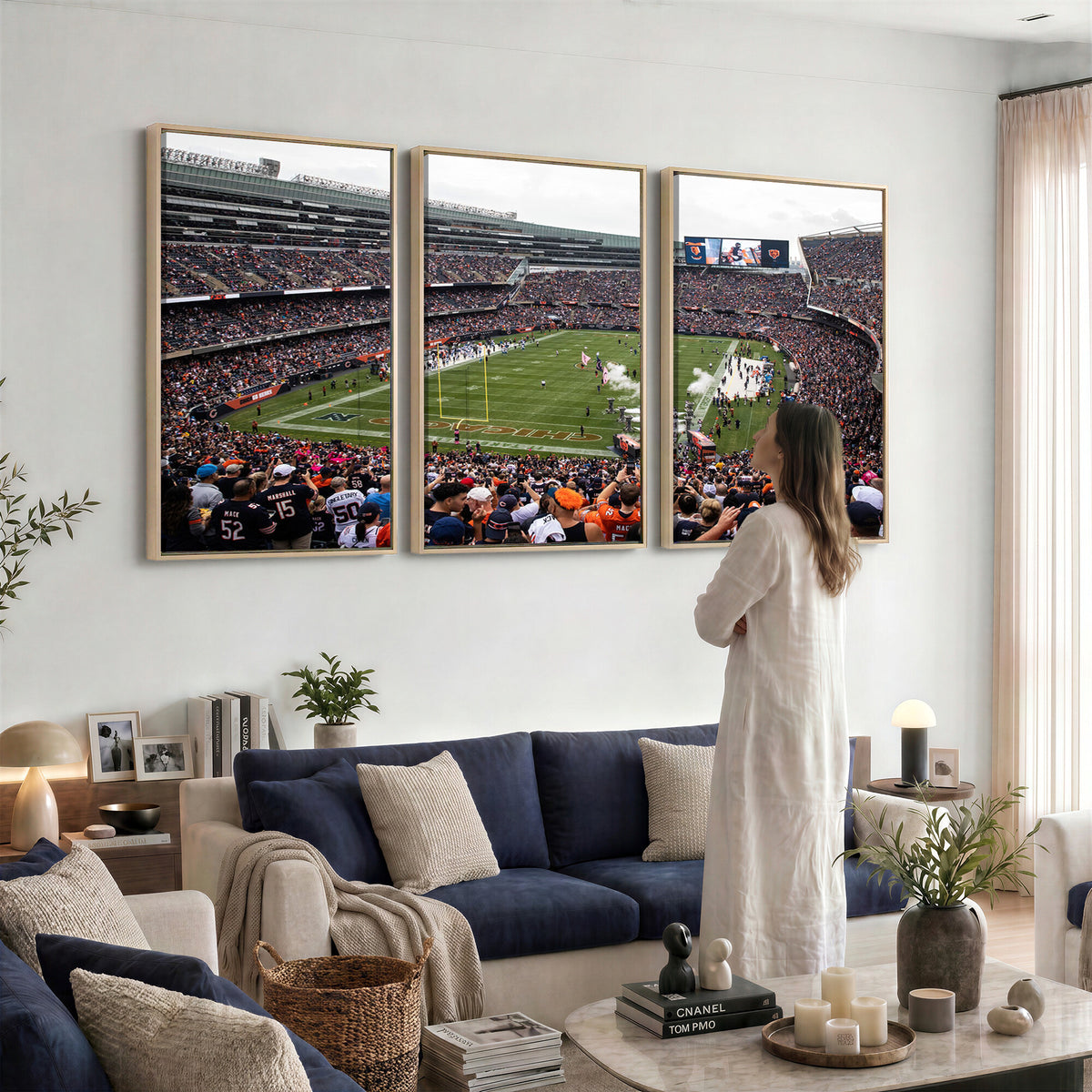 18347149-MGV-CV-36X24 - Chicago Bears Soldier Field Wall Art Canvas Print – Framed Football Stadium Artwork Team Spirit for home, office