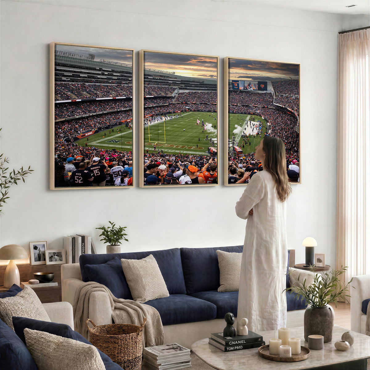 87578930-PAN-FL-20X10 - Chicago Bears Soldiers Field Wall Art Canvas Print, Home Bar Wall Decor