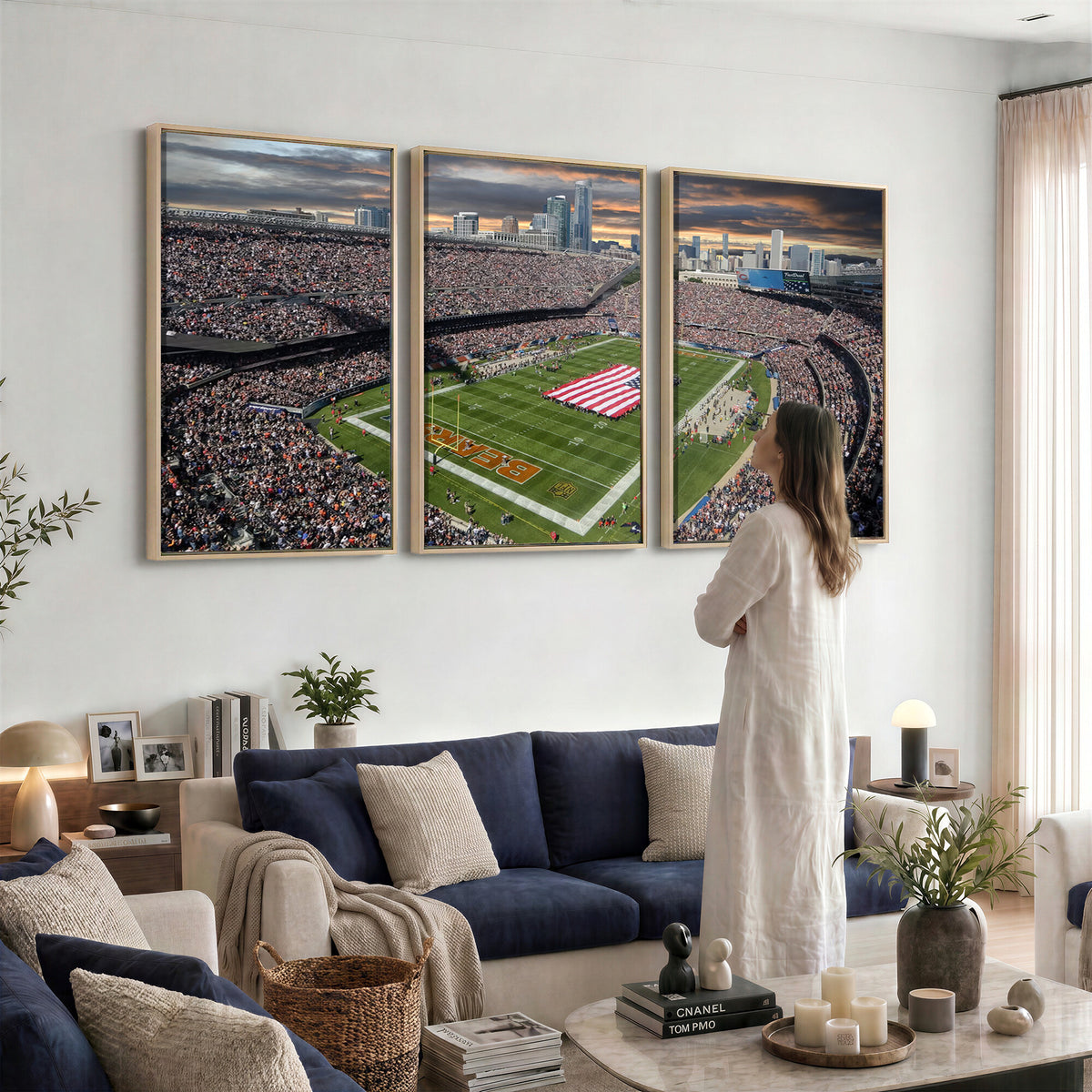 98106777-PAN-FL-20X10 - Chicago Bears Soldiers Field Wall Art Canvas Print, Extra Large Game Room Wall Decor