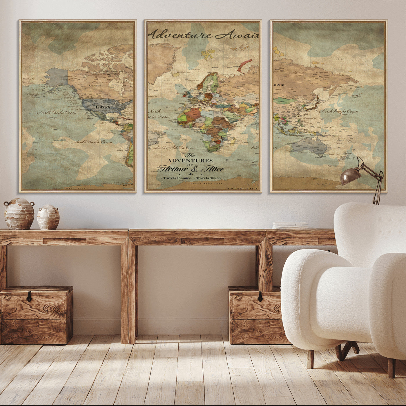 60798273-MGV-CV-30X20-Custom Push Pin World Map Wall Canvas Print – Personalized Travel Tracker with Pins – Framed Custom Quotie Canvas for Home Office Decor