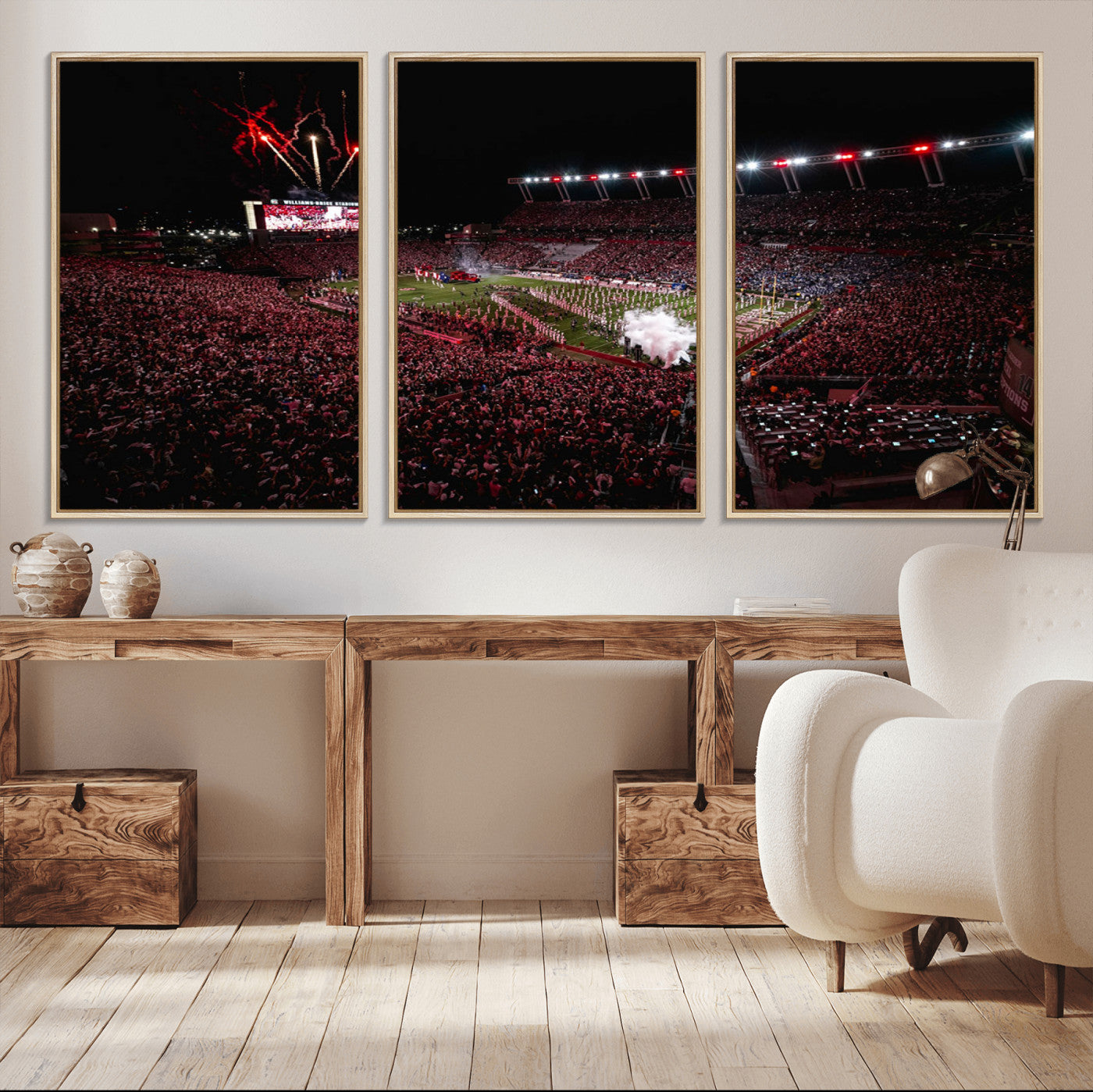 60690191-MGV-FC-60X30-3P - William Brice Stadium Wall Art Print – Baseball Game Room Artwork Print for Basement Dorm, Home, Office