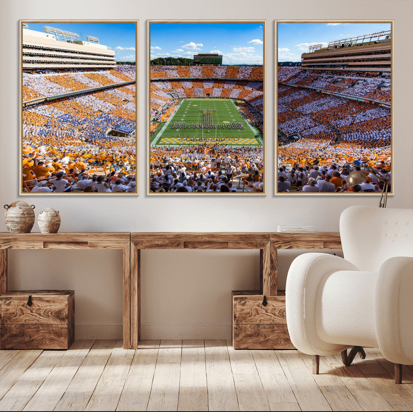 77097951-MGV-CV-48X32-3P-Tennessee Neyland Stadium Wall Art, Sports Arena Canvas Print, Panoramic Stadium Artwork for Home, Office