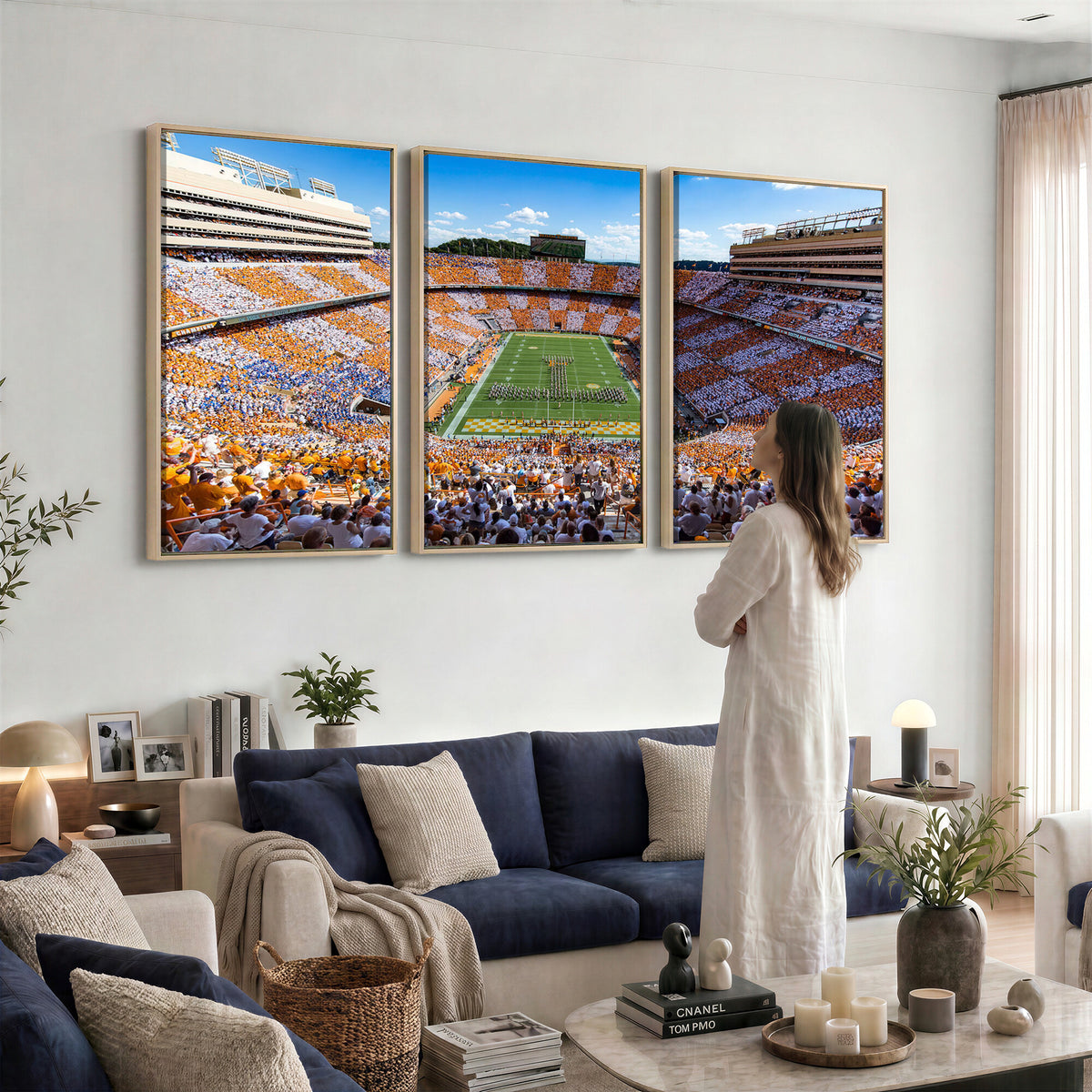 77097951-MGV-CV-36X24 - Tennessee Neyland Stadium Wall Art, Sports Arena Canvas, Extra Large Game Room Wall Decor