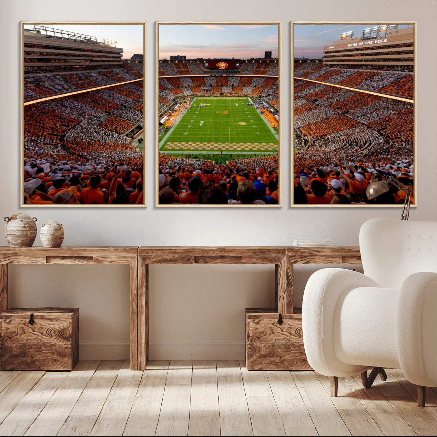37160229-MGV-CV-48X32-3P-Tennessee Neyland Stadium Wall Art Print, Sports Arena Canvas Wall Art, Panoramic Stadium Canvas Print, Modern Athletic Field Art Printing