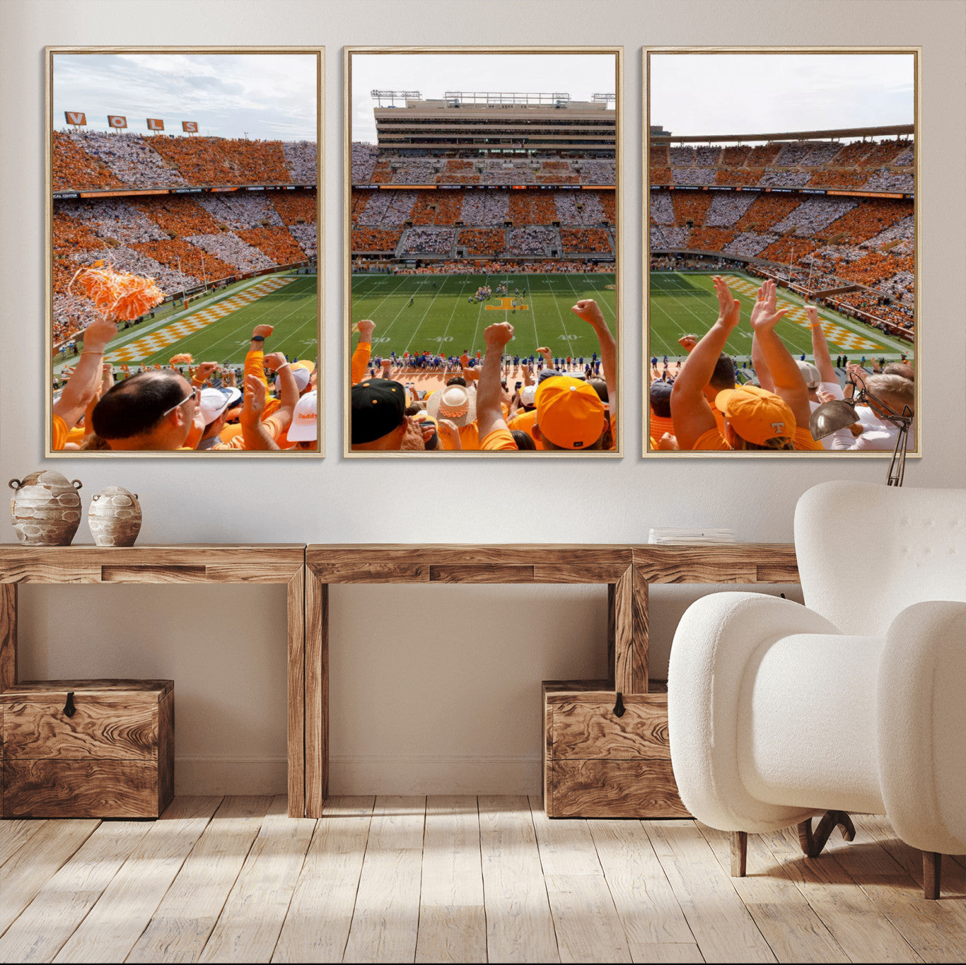 76011417-MGV-FC-60X30-3P - Tennessee Neyland Stadium Wall Art, Sports Arena Canvas Print, Panoramic Stadium Artwork for Home, Office