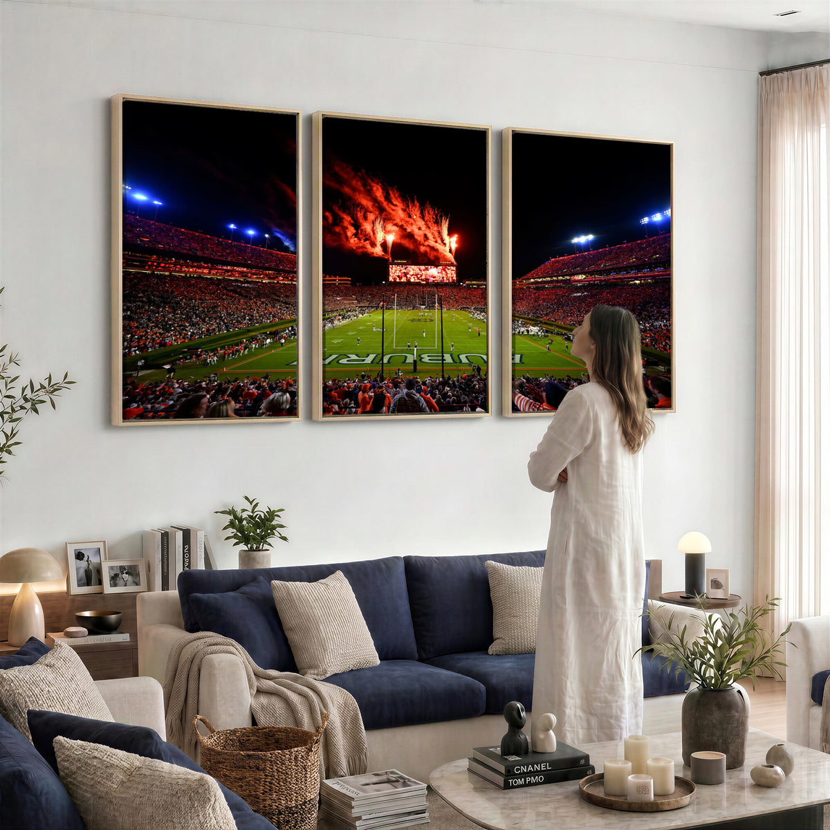 59046876-MGV-CV-36X24 - Jordan-Hare Football Stadium Wall Art Canvas Print, Football Stadium Aerial View
