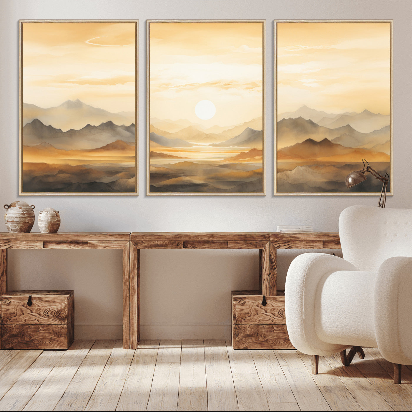 Nihat1-29-MGV-CV-36X24-Sepia Color Abstract Mountain Wall Art Canvas Print