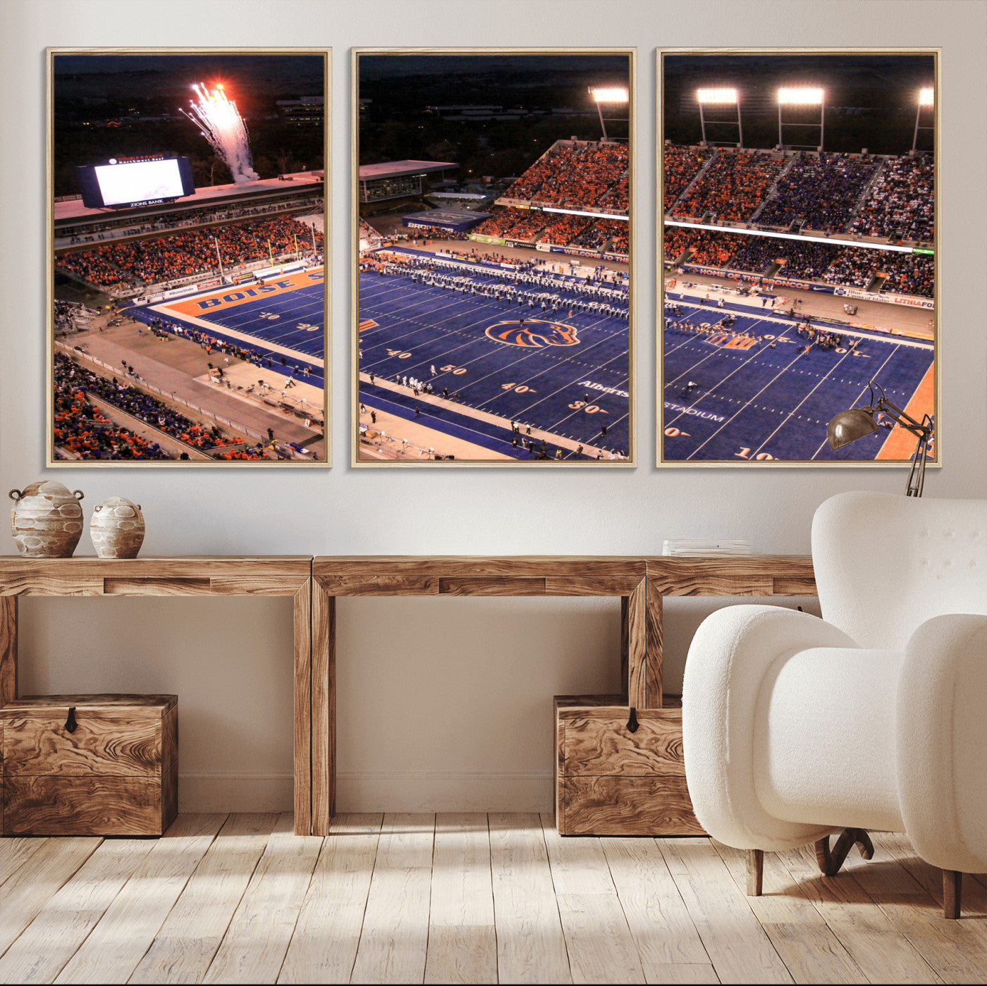 BS1001S-MGV-FC-60X30-3P - Boise State Broncos Albertsons Stadium Wall Art Canvas Print