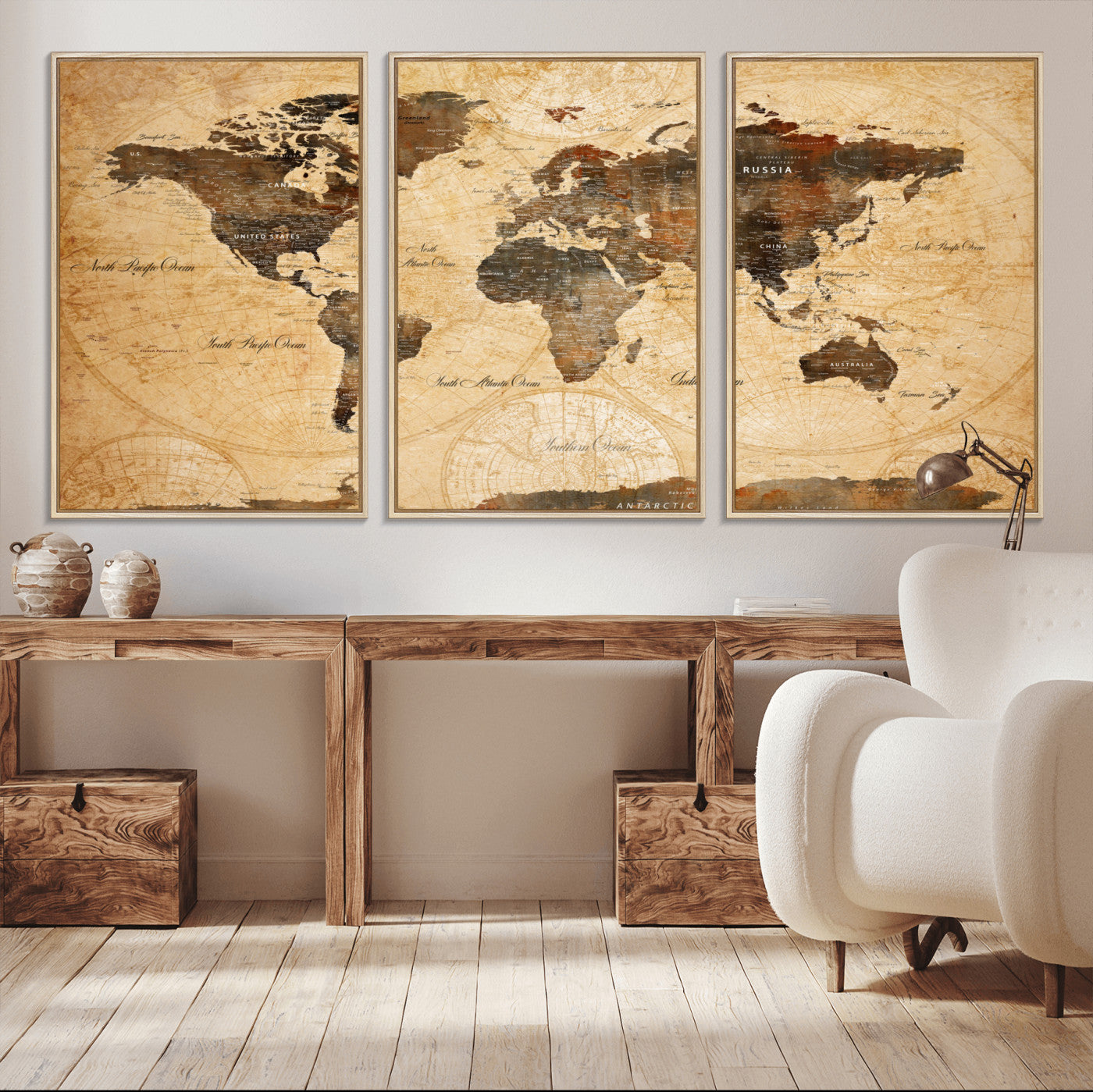 14542905-MGV-FC-60X30-3P - Push Pin World Map Canvas Print – Travel Tracker Wall Art for Couples, Perfect Anniversary Gift for Home or Office Decor