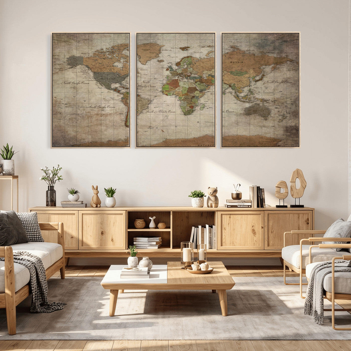 20356264-MGV-CV-36X24 - World Map Wall Art Canvas Print, Modern Decorative Framed Map Artwork Prints for Living Room, Office, Bedroom Wall Decor