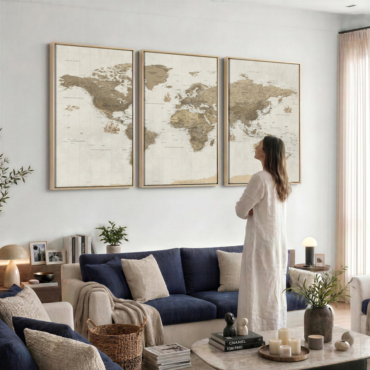 28283260-MGV-CV-36X24 - Detailed World Map Wall Art Canvas Print