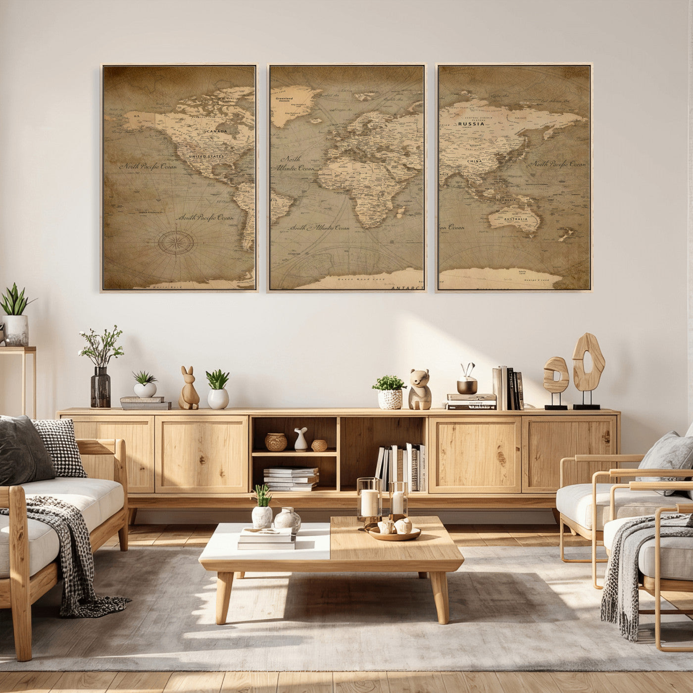 49946617-MGV-CV-36X24 - World Map Wall Art Canvas Print, Modern Decorative Framed Map Artwork Prints for Living Room, Office, Bedroom Wall Decor
