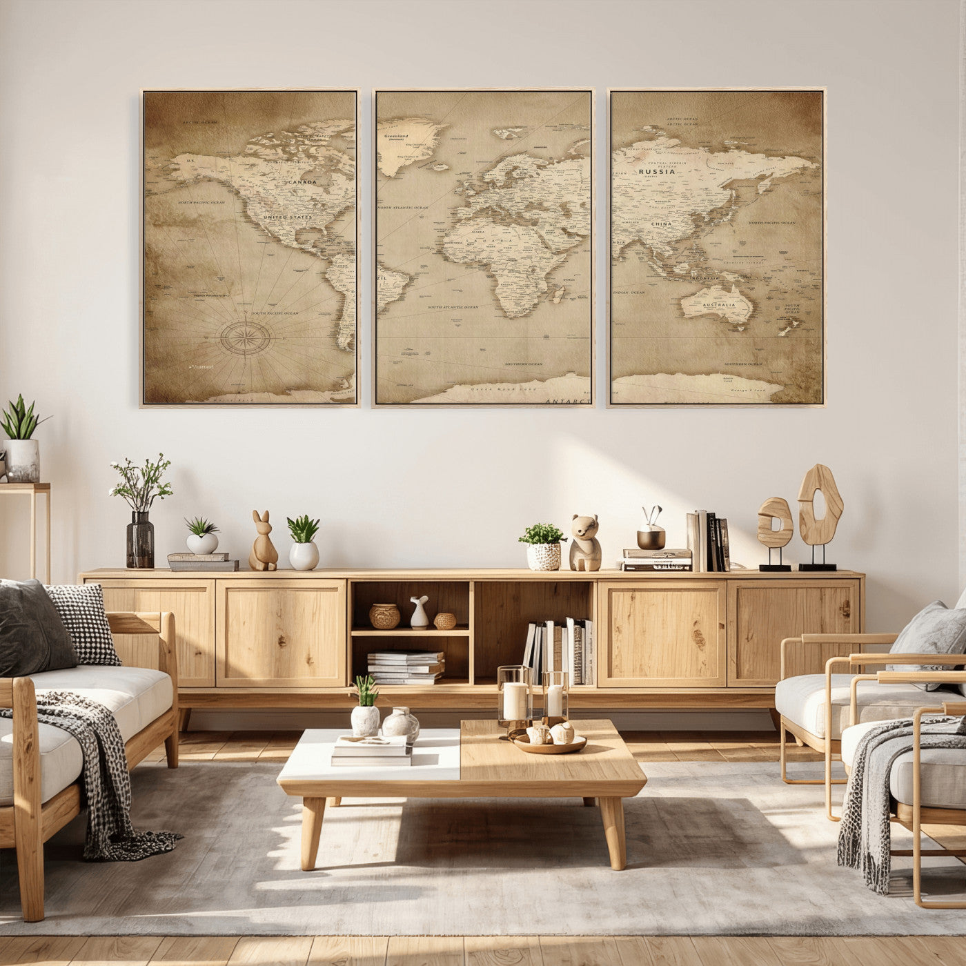 34795134-MGV-CV-36X24 - World Map Wall Art Canvas Print, Modern Decorative Framed Map Artwork Prints for Living Room, Office, Bedroom Wall Decor
