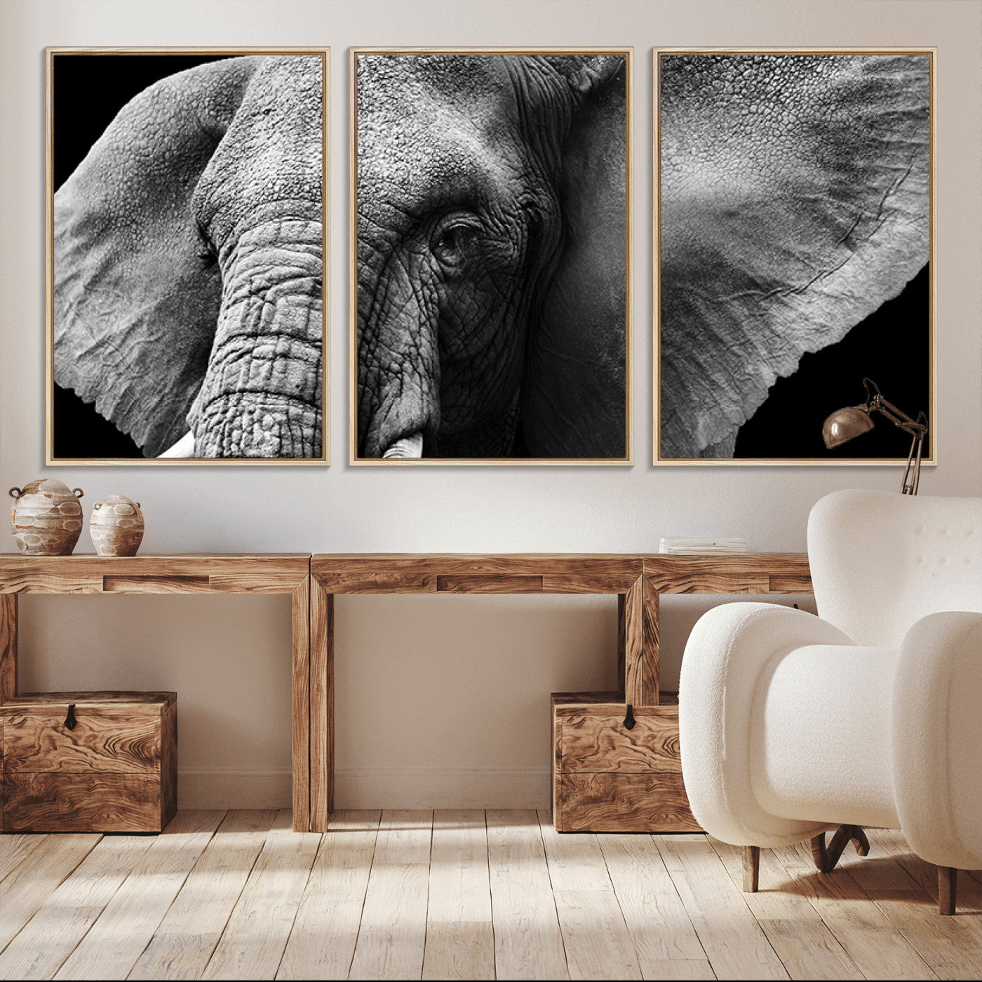 27820-MGV-CV-36X24-Big Elephant Close Up Wall Art Canvas Print
