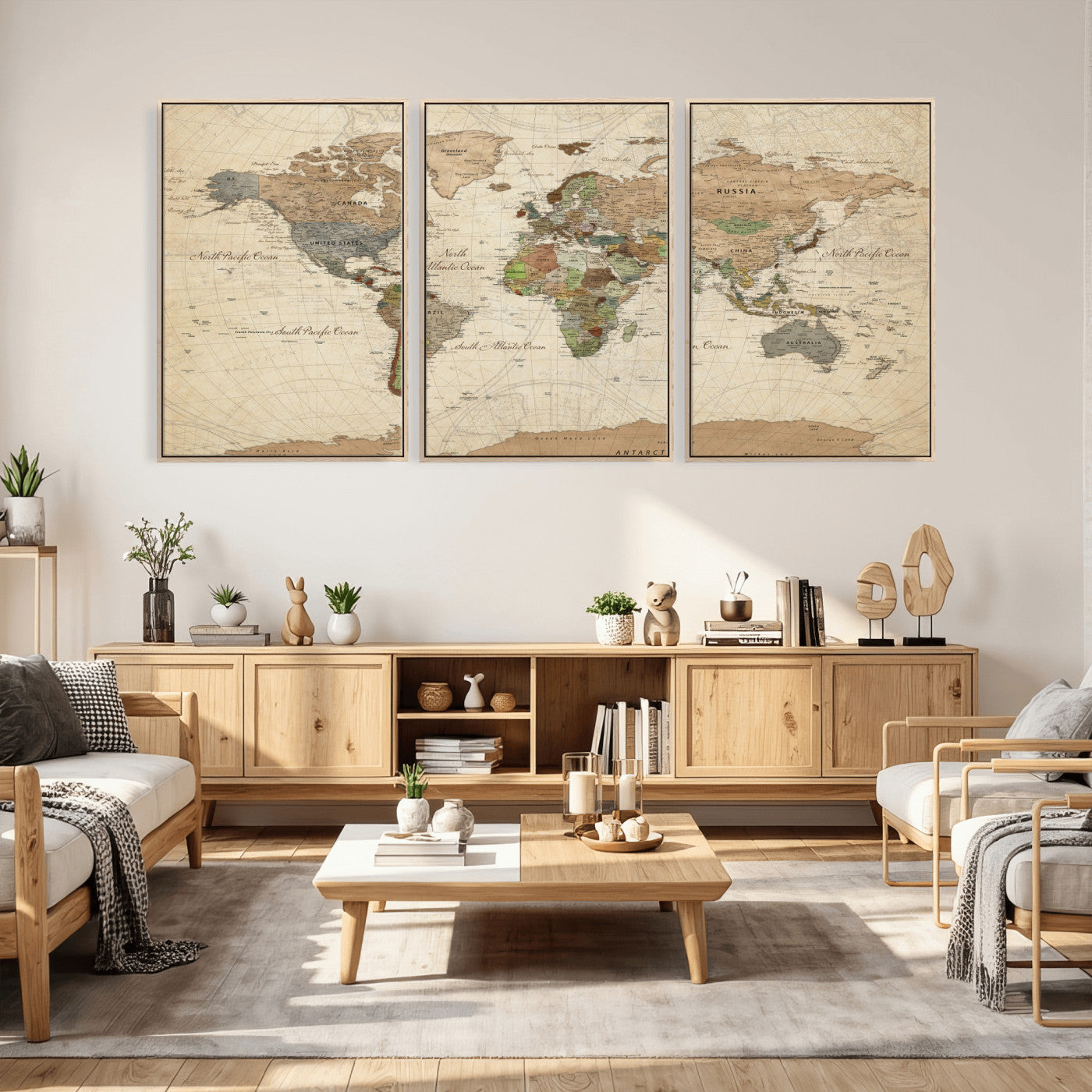 16856902-MGV-CV-36X24 - World Map Wall Art Canvas Print, Modern Decorative Framed Map Artwork Prints for Living Room, Office, Bedroom Wall Decor