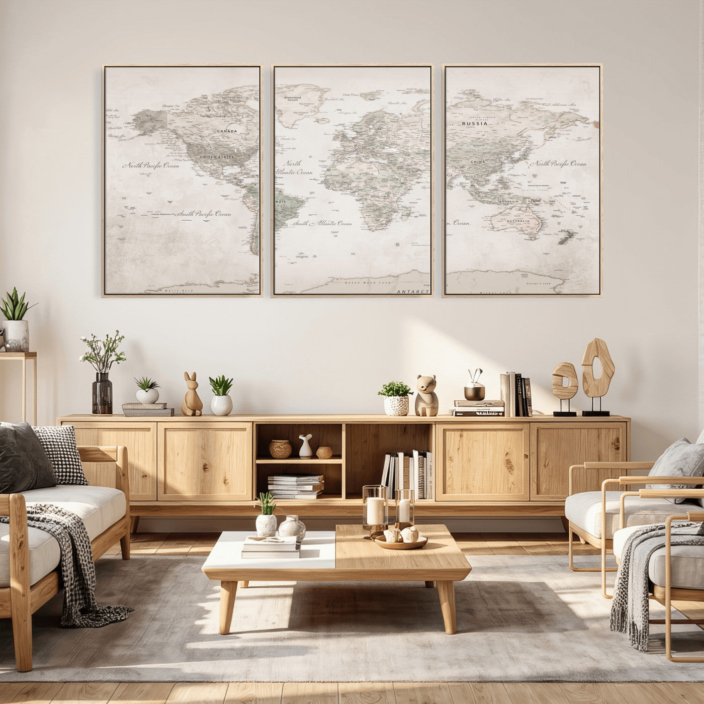 90355419-MGV-CV-36X24 - World Map Wall Art Canvas Print, Modern Decorative Framed Map Artwork Prints for Living Room, Office, Bedroom Wall Decor